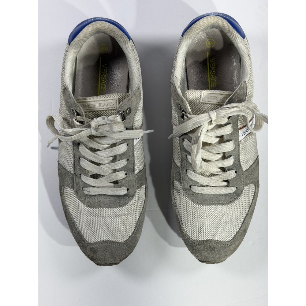 Versace Jeans Sneakers Men EU 44 US 10.5 Beige Suede Mesh Designer Shoes